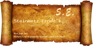 Steinmetz Ernák névjegykártya